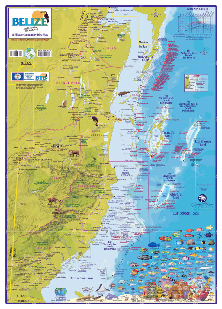 Carte touristique du Belize.