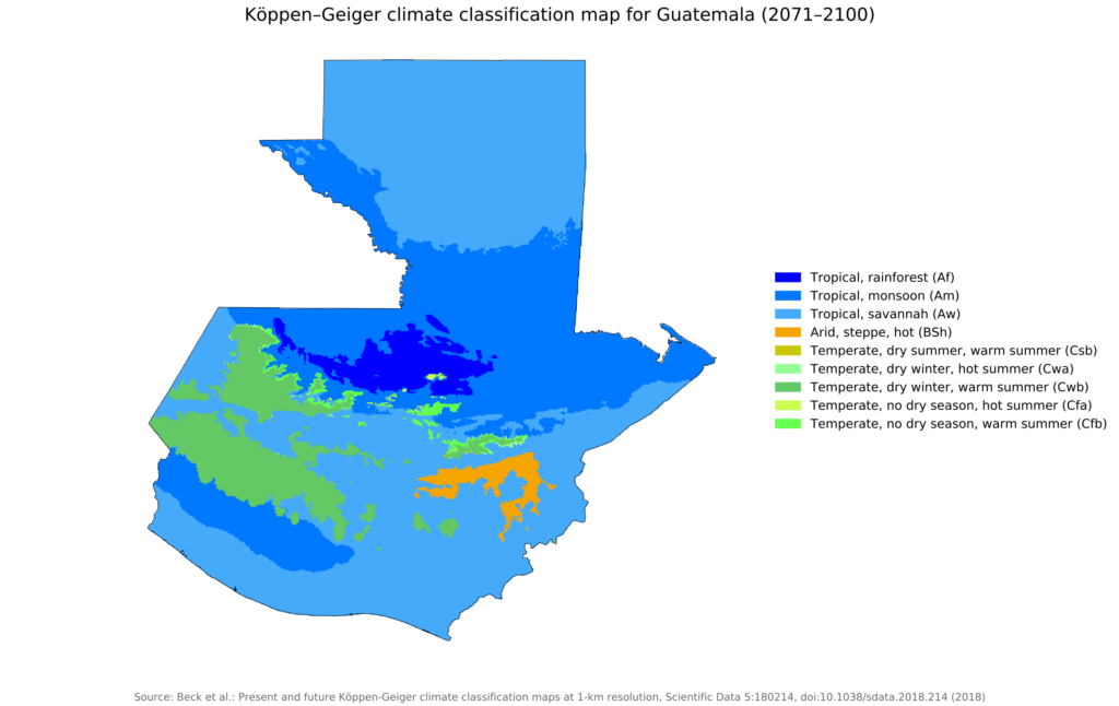 Carte climatique du Guatemala.