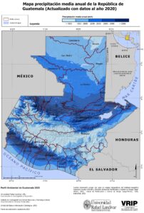 Carte des précipitations annuelles moyennes au Guatemala.