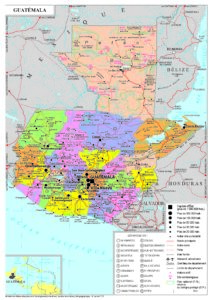 Carte politique de la République du Guatemala.