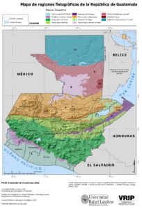 Carte des régions physiographiques du Guatemala.