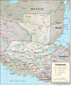 Carte en relief ombré du Guatemala.