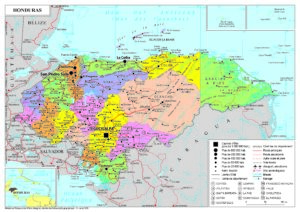 Carte politique de la République du Honduras.