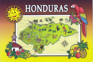 Carte touristique picturale du Honduras.