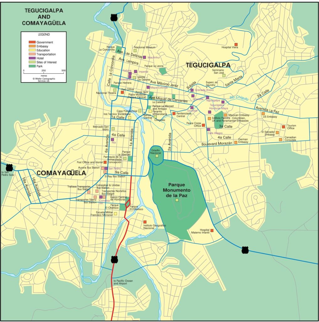 Carte de Tegucigalpa.