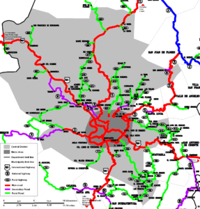 Carte du réseau routier de la municipalité du District Central.