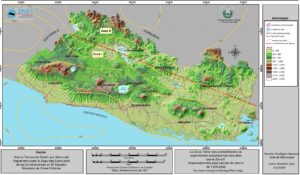 Carte de sismicité du Salvador.