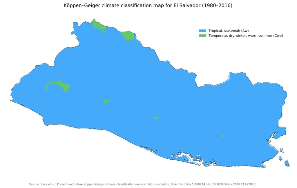 Carte climatique du Salvador.