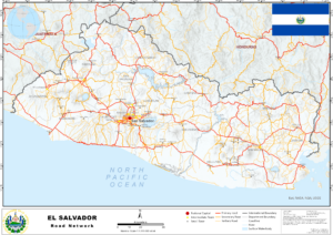 Carte routière de la république du Salvador.