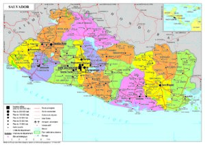 Carte politique de la république du Salvador.