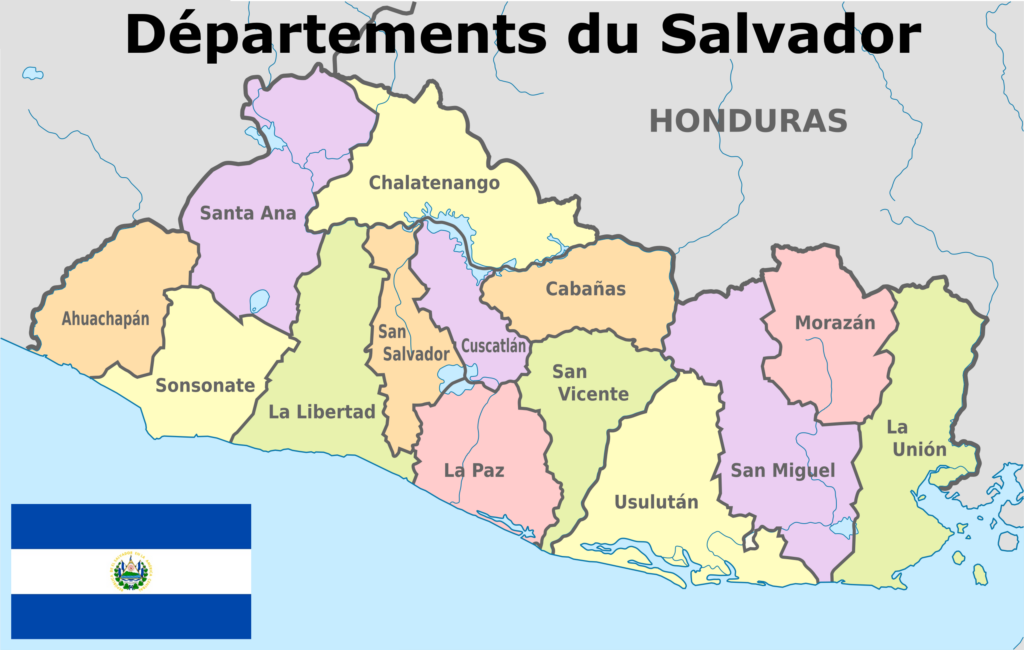 Carte des départements du Salvador.