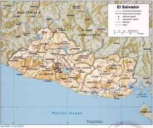 Carte en relief ombré du Salvador.