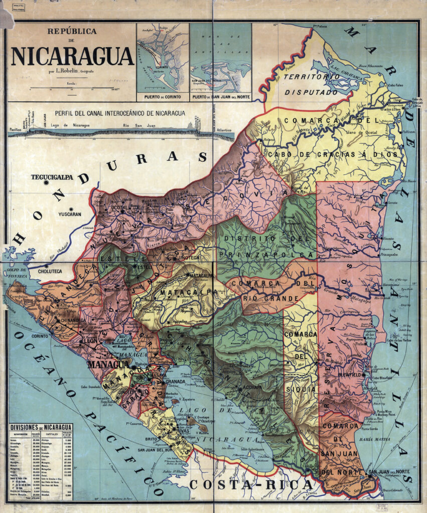 Carte de la République du Nicaragua 1913.