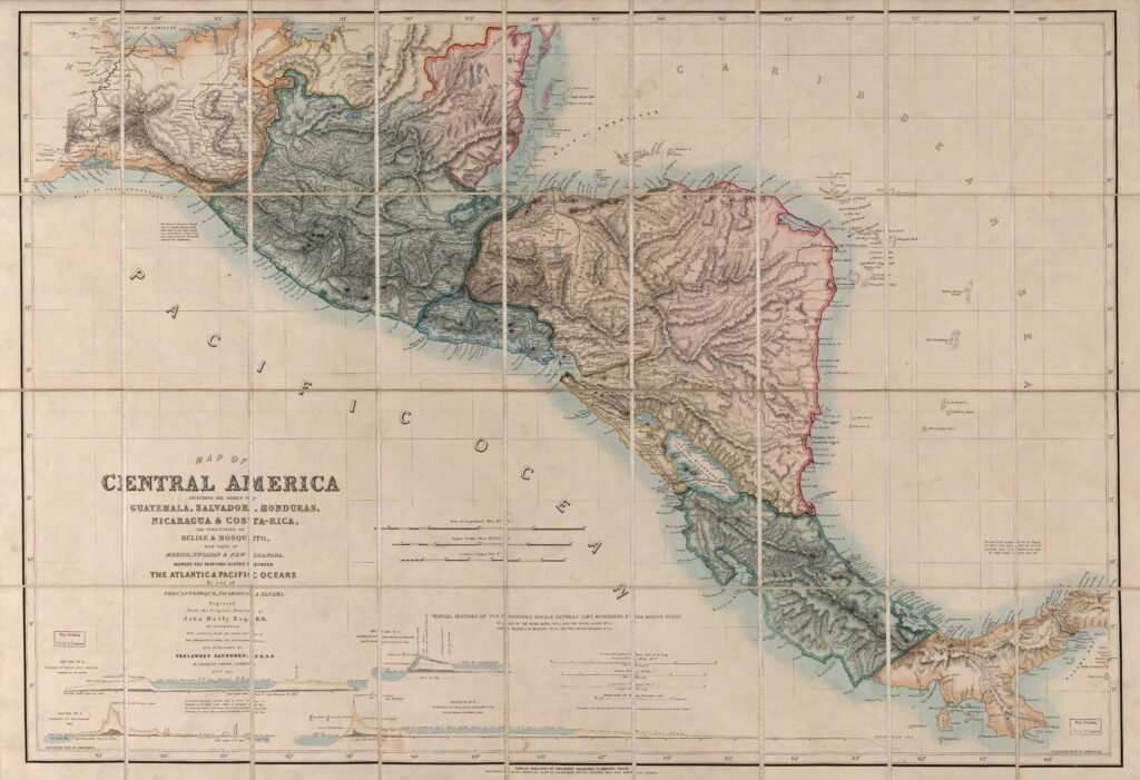 Carte de l'Amérique centrale de 1850.