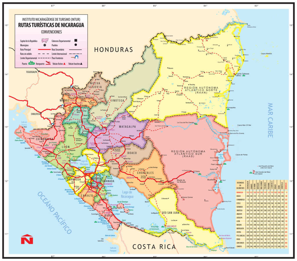 Carte politique du Nicaragua.