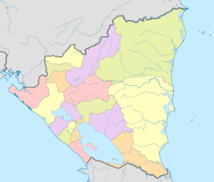 Carte vierge colorée du Nicaragua.