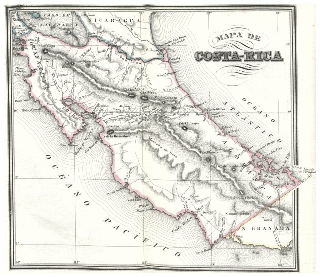 Carte du Costa Rica 1850.