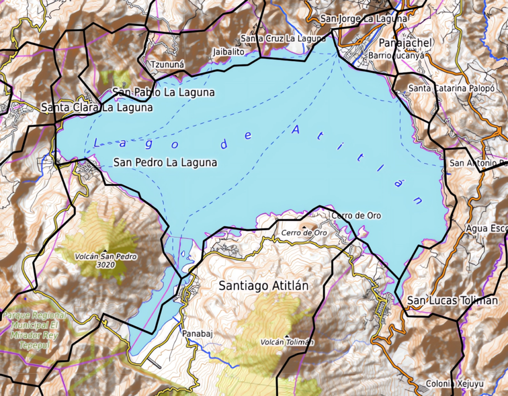 Carte du lac Atitlán.