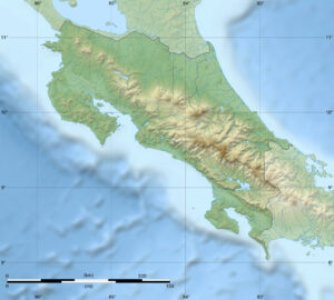 Carte physique vierge du Costa Rica.