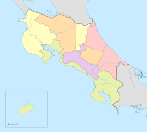 Carte vierge colorée du Costa Rica.