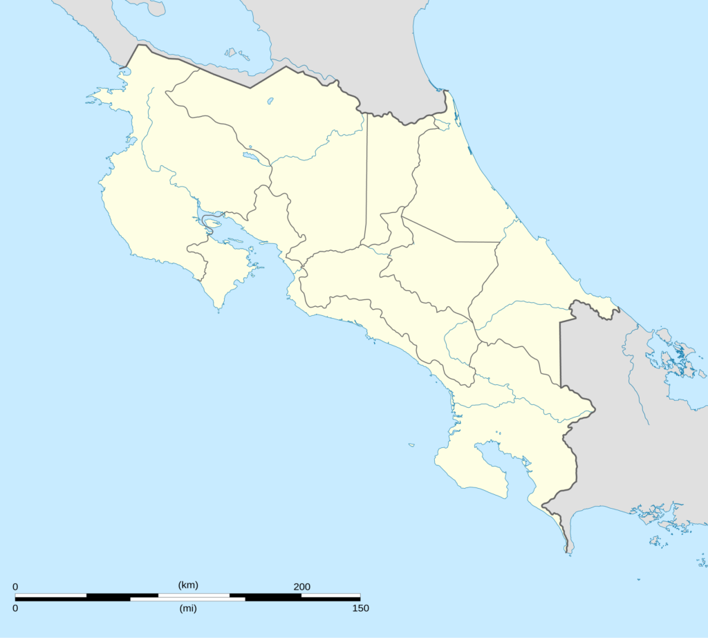 Carte vierge du Costa Rica.