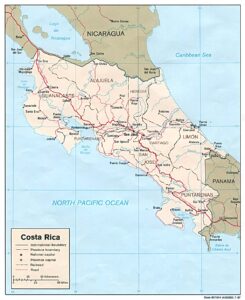 Carte politique du Costa Rica de 1987 de la CIA.