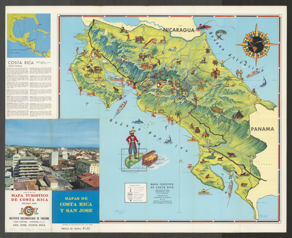 Carte touristique du Costa Rica.