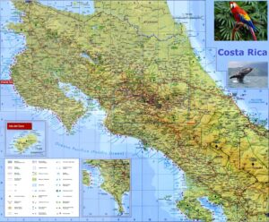 Carte en relief du Costa Rica.