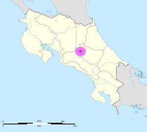 Carte de localisation de San José au Costa Rica.