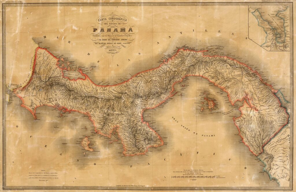 Carte de l'État du Panama 1865.