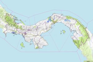 Carte physique de la république du Panama.