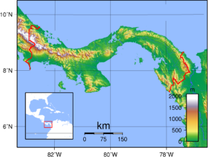 Carte topographique du Panama.