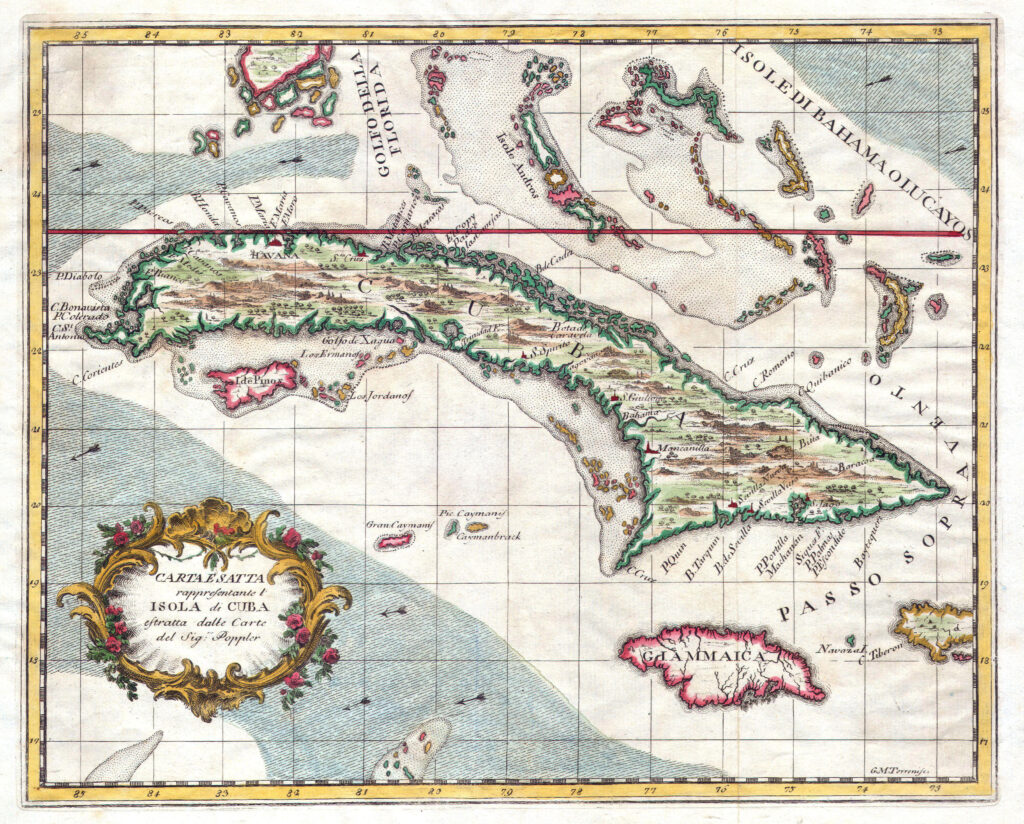 Carte représentant l'île de Cuba en 1763.