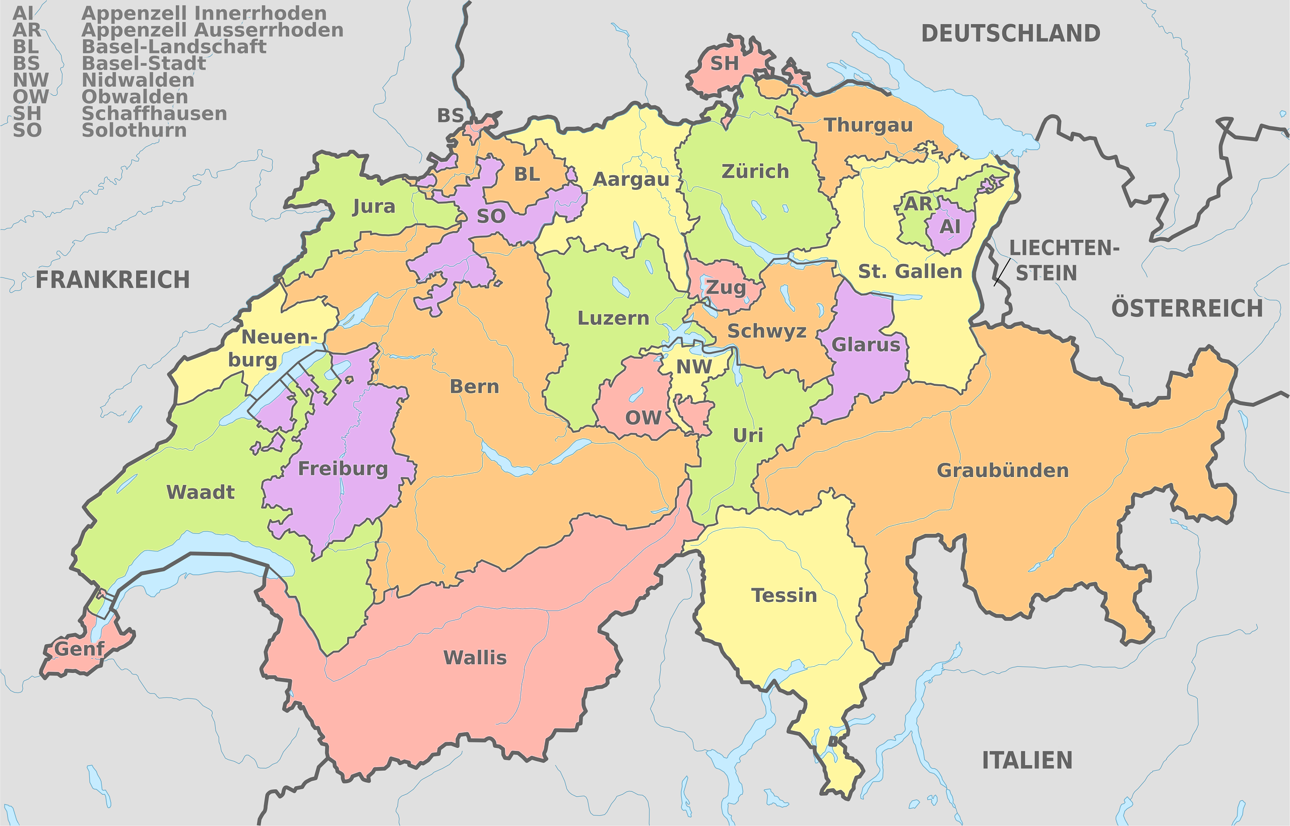 Carte Des Cantons De La Suisse 