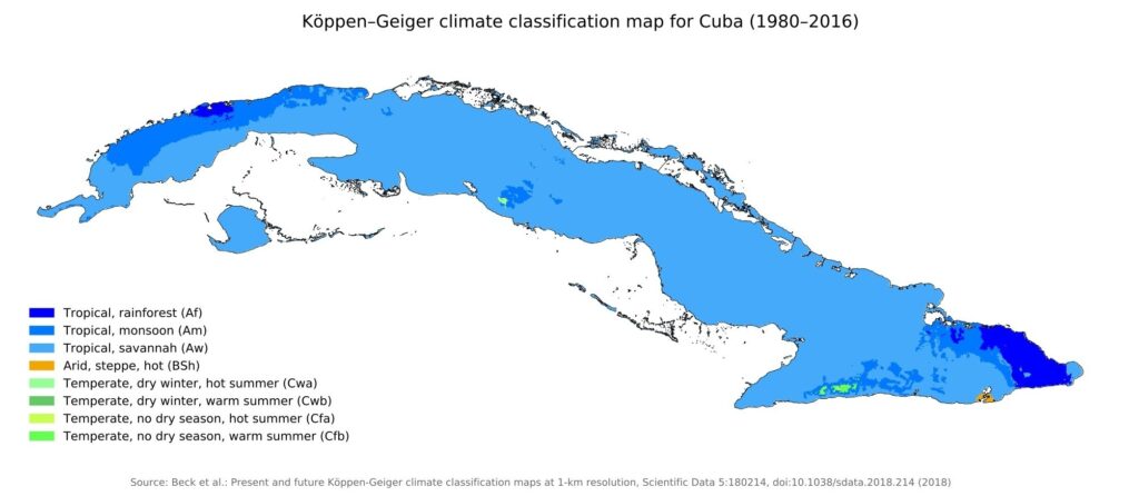 Carte climatique de Cuba.