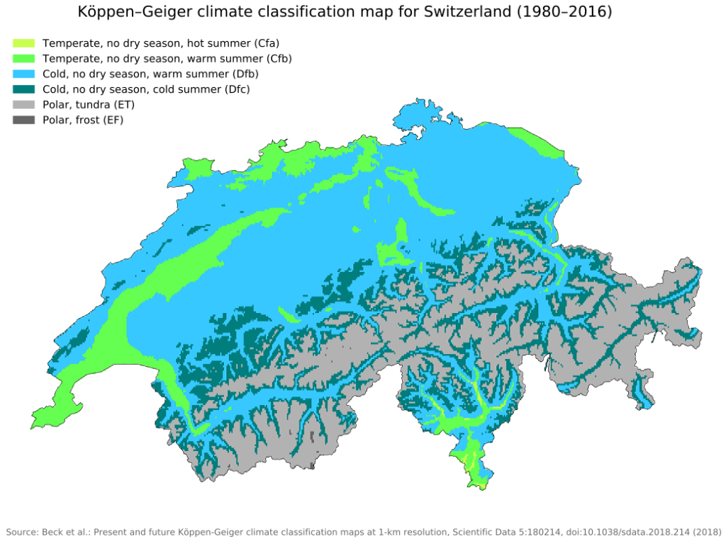 Carte climatique de la Suisse.