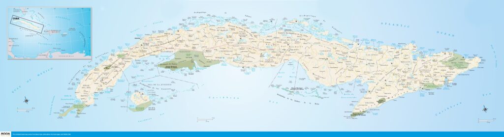 Carte routière de Cuba.