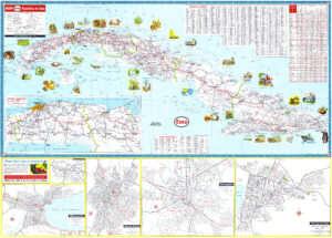 Carte routière et touristique de Cuba de 1956.