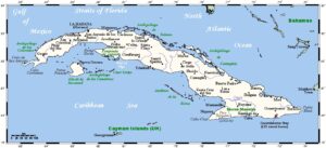 Carte des villes de Cuba.