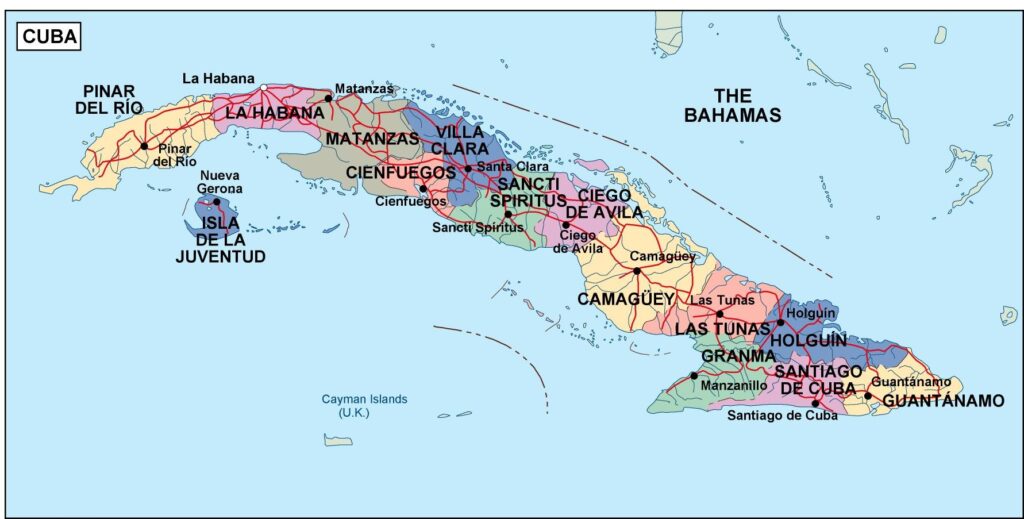 Carte politique de Cuba.