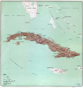 Carte de Cuba de 1964 de la CIA, avec relief ombré.