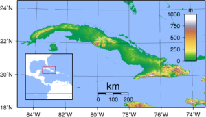 Carte topographique de Cuba.