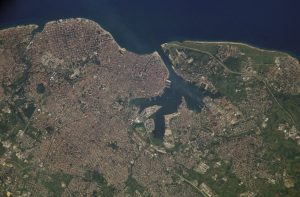 Photographie satellite de La Havane, Cuba en 2002.