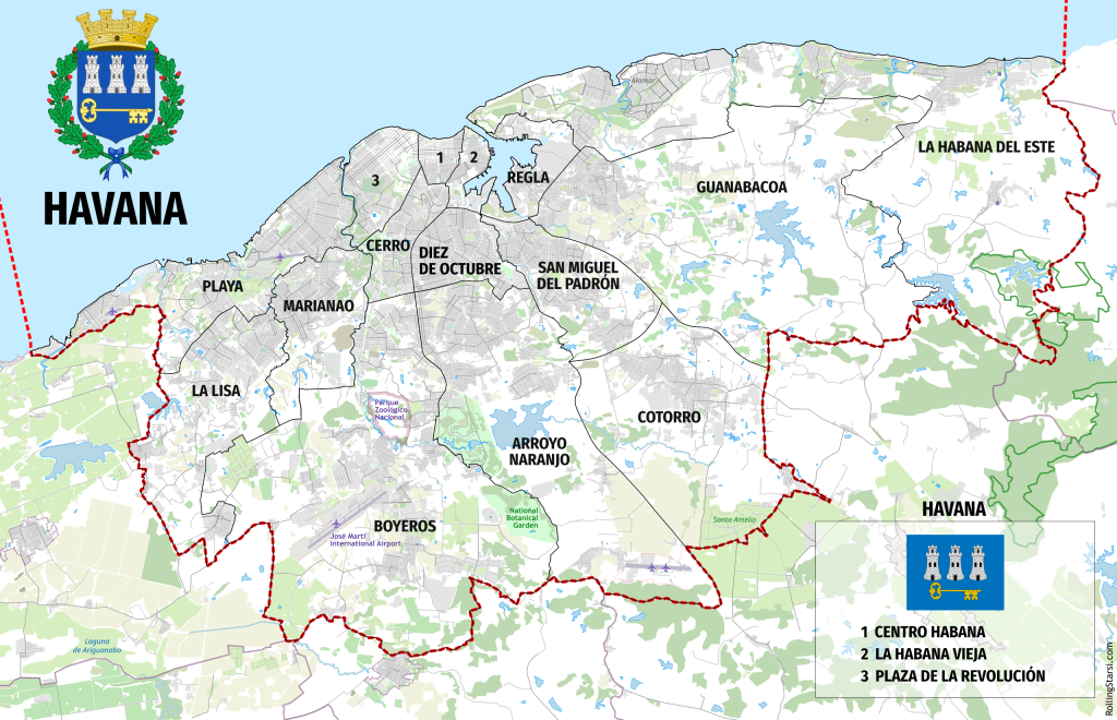 Carte des subdivisions administratives de La Havane.