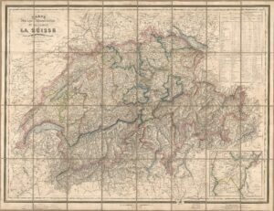 Carte physique, administrative et routière de la Suisse de 1855.