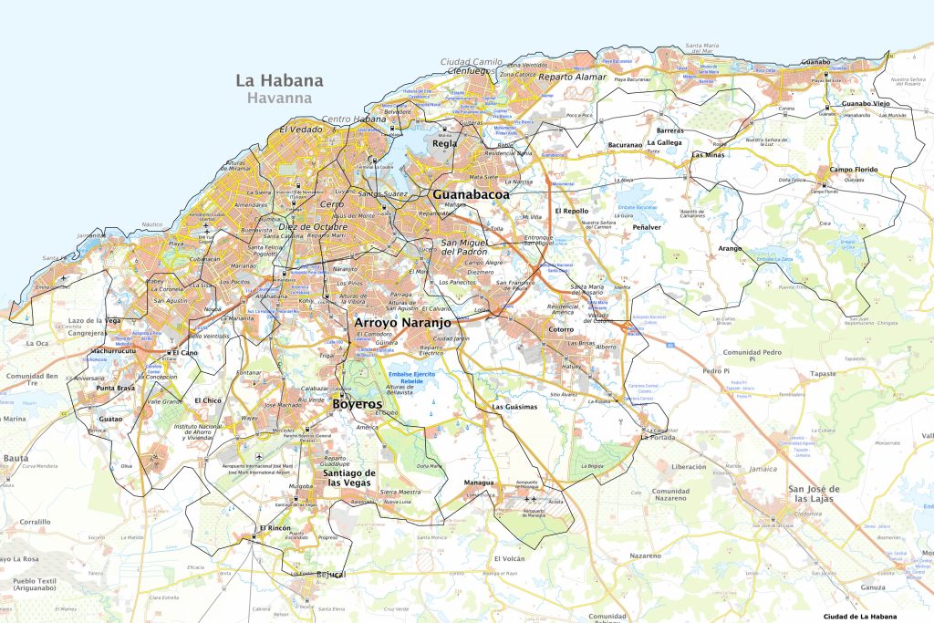 Carte routière de La Havane.