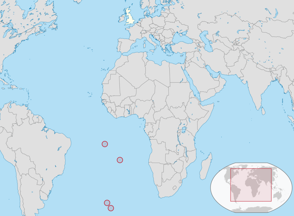 Carte de localisation de Sainte-Hélène, Ascension et Tristan da Cunha