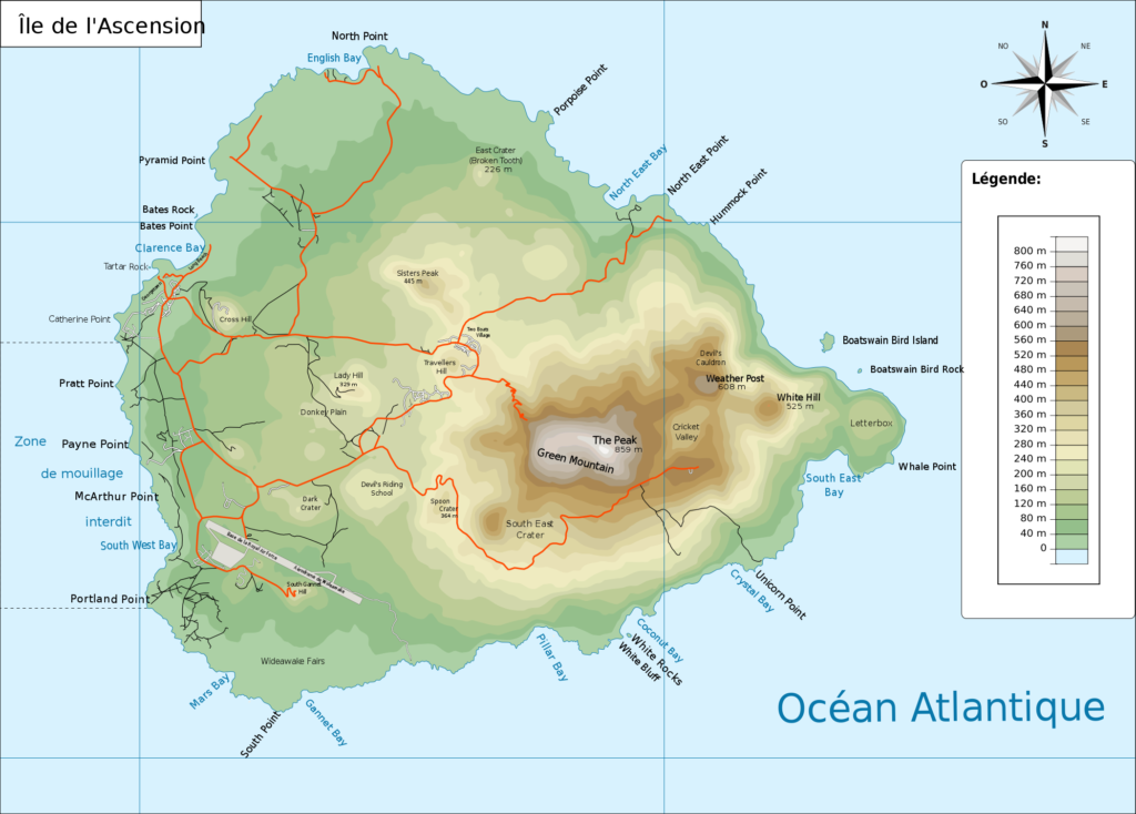 Carte de l'île de l'Ascension