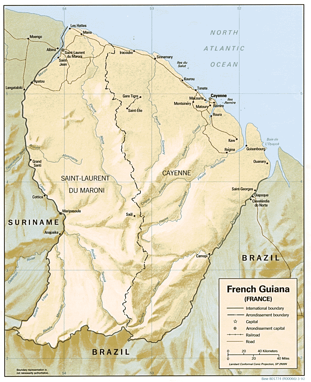 Carte de la Guyane
