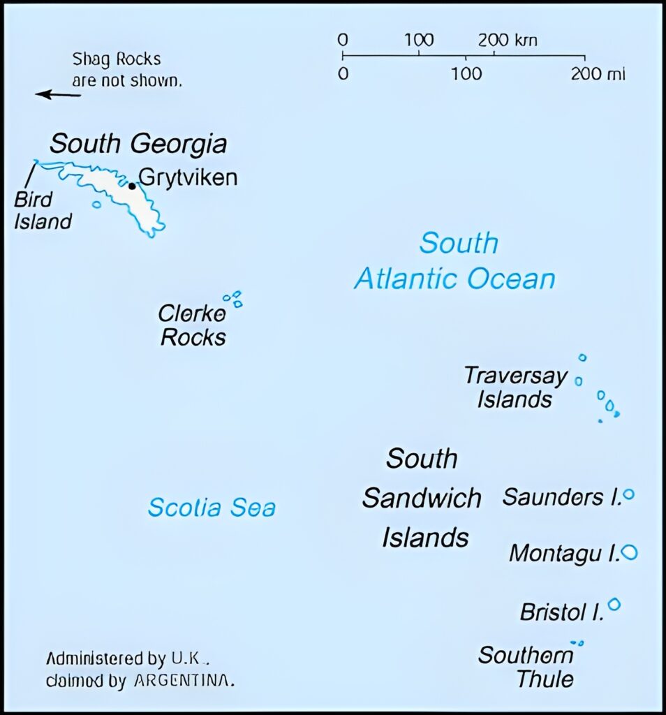 Carte des îles de la Géorgie du Sud-et-les îles Sandwich du Sud